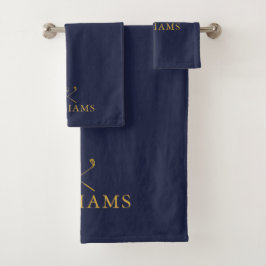 Golf Clubs mit Personalisiertem Namen für Navy Blu Badhandtuch Set