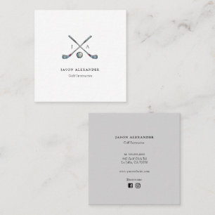 Golf Clubs Monogram Golf Instructor Golf pro Quadratische Visitenkarte