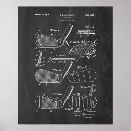Golf Clubs Patent Poster (Vorne)