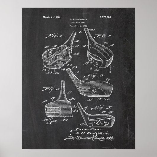 Golf Clubs Patent Poster (Vorne)