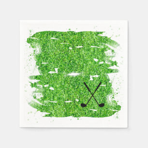 Golf Clubs Silhouette Green Grass Funny Serviette