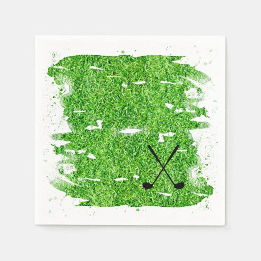 Golf Clubs Silhouette Green Grass Funny Serviette (Vorderseite)