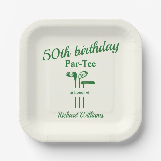Golf Clubs Themed Par Tee 50th Birthday Party Pappteller (Vorderseite)