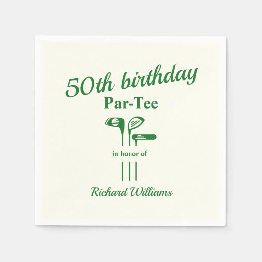 Golf Clubs Themed Par Tee 50th Birthday Party Serviette (Vorderseite)