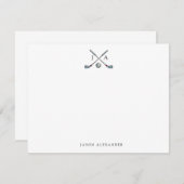 Golf Clubs und Ball mit Initialen Flat Mitteilungskarte (Vorne/Hinten)