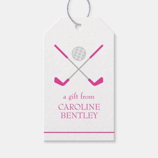 Golf Clubs und Ball Personalisierte Geschenketiket Geschenkanhänger (Vorderseite)