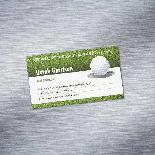 Golf Coach | Beruflicher Golflehrer Magnetische Visitenkarte (Beispiel)