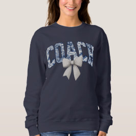 Golf Coach Blue Floral Bow Sweatshirt