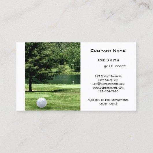 Golf Coach oder Instructor Business Card Visitenkarte (Rückseite)