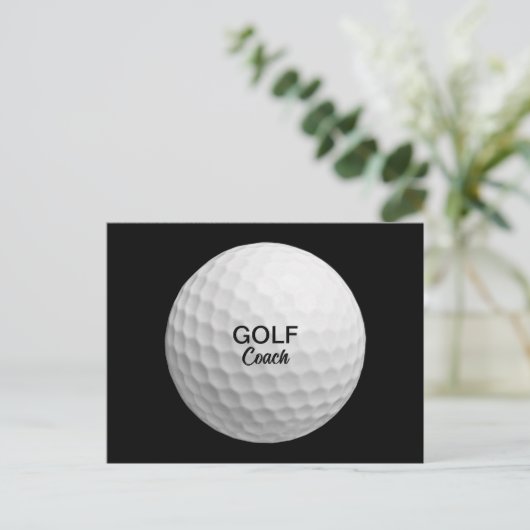 Golf Coach Realistic Ball Black Postkarte (Stehend Vorderseite)