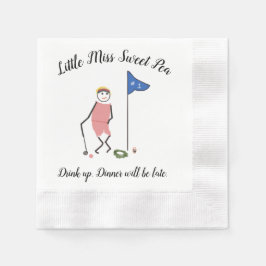 Golf Cocktail Napkins w Little Miss Sweet Pea Serviette
