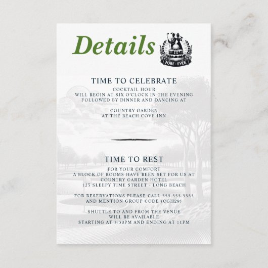 Golf Couple Wedding Begleitkarte (Vorderseite)