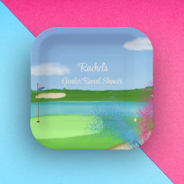 Golf Course Bunker Gender Reveal Baby Shower Pappteller