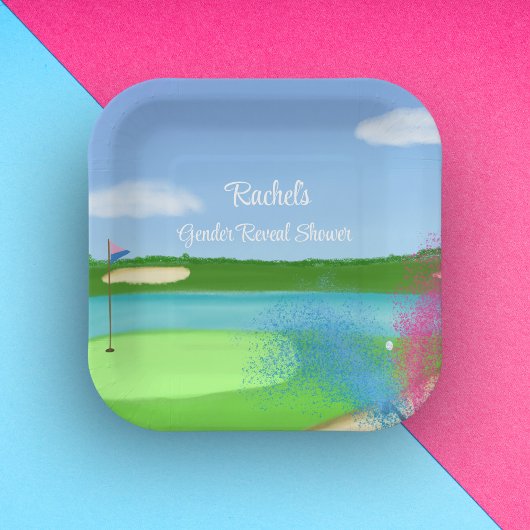 Golf Course Bunker Gender Reveal Baby Shower Pappteller