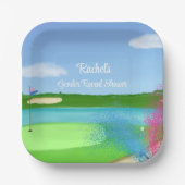 Golf Course Bunker Gender Reveal Baby Shower Pappteller (Vorderseite)