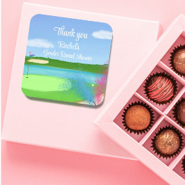 Golf Course Bunker Gender Reveal Baby Thank You Quadratischer Aufkleber