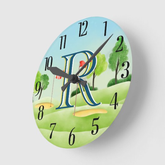 Golf Course Custom Monogram Runde Wanduhr (Winkel)