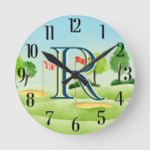 Golf Course Custom Monogram Runde Wanduhr (Vorderseite)