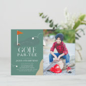 Golf Course Fairway Photo Kid's Birthday Par-Tee Einladung (Stehend Vorderseite)