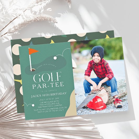 Golf Course Fairway Photo Kid's Birthday Par-Tee Einladung