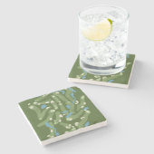 Golf course graphic on stone coaster steinuntersetzer (Seitenansicht)