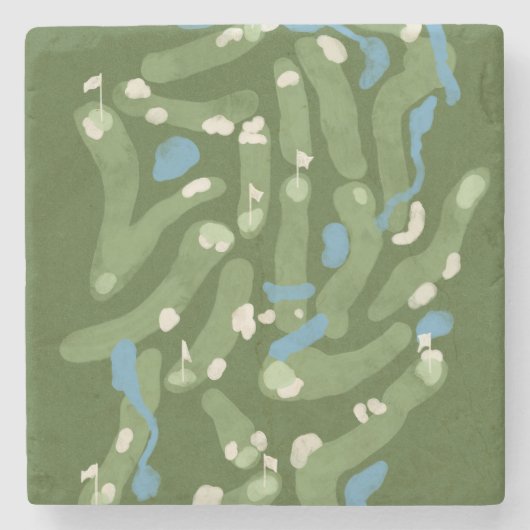 Golf course graphic on stone coaster steinuntersetzer (Vorderseite)