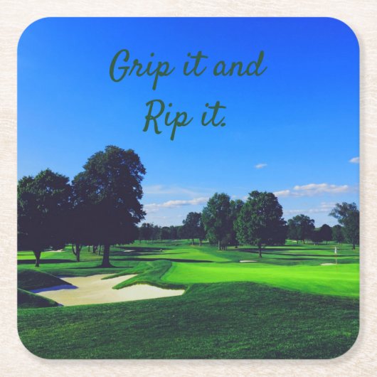 Golf Course Grip es und Rip it Rechteckiger Pappuntersetzer (Vorderseite)