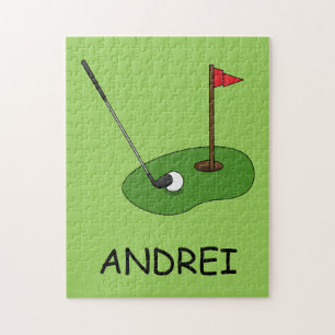 Golf Course Hole mit Flag personalize Puzzle