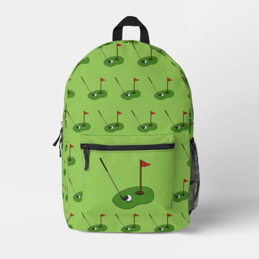 Golf Course Hole mit Flaggenmuster Bedruckter Rucksack (Vorderseite)