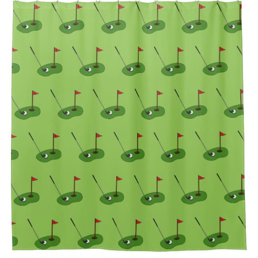 Golf Course Hole mit Flaggenmuster Duschvorhang (Vorderseite)
