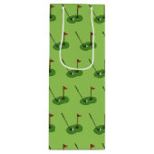 Golf Course Hole mit Flaggenmuster Geschenktüte Für Weinflaschen (Vorderseite)
