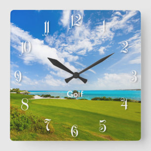 Golf course quadratische wanduhr