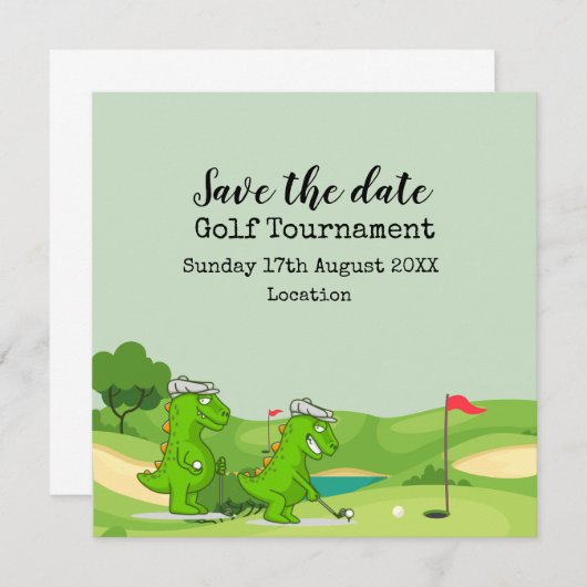 Golf Crocodile auf Golfplatz lustiges Party Einladung (Vorne/Hinten)