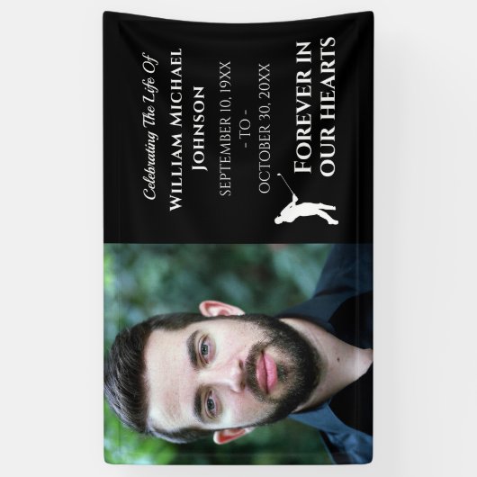 Golf Custom Foto für immer in unserem Hearts Memor Banner (Vertikal)