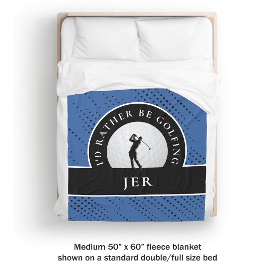 Golf Custom Golfer Monogram Silhouette Blue Black Fleecedecke