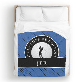Golf Custom Golfer Monogram Silhouette Blue Black Fleecedecke