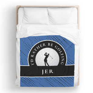 Golf Custom Golfer Monogramm Silhouette Blau Schwa Fleecedecke