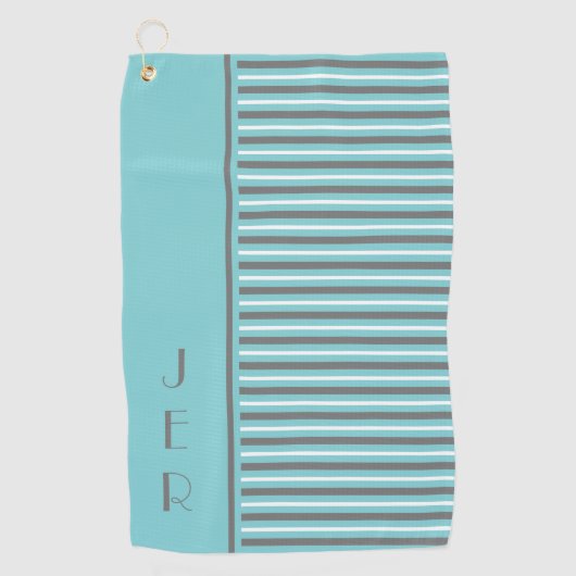 Golf Custom Initials | Aquamarin-grau-moderne Stre Golfhandtuch (Vorderseite)