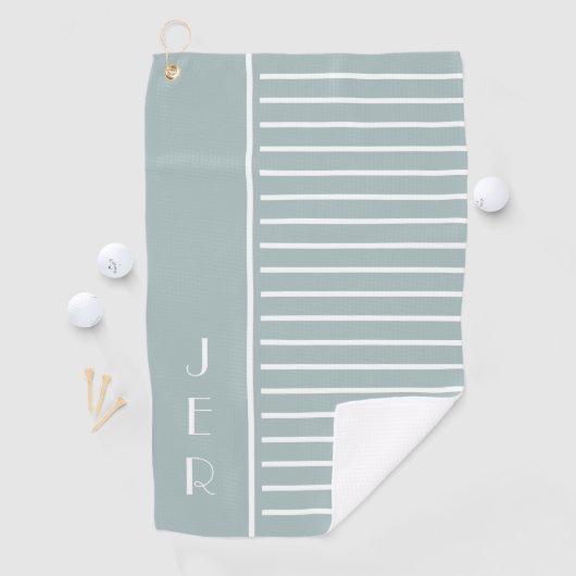 Golf Custom Initials | Sage Green Modern Strips Golfhandtuch (Insitu)