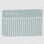 Golf Custom Initials | Sage Green Modern Strips Golfhandtuch (Horizontal)