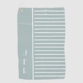 Golf Custom Initials | Sage Green Modern Strips Golfhandtuch (Vorderseite)