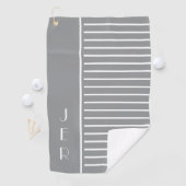 Golf Custom Initials | Treny Gray Modern Stripes Golfhandtuch (Insitu)