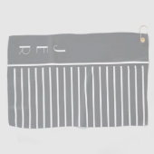 Golf Custom Initials | Treny Gray Modern Stripes Golfhandtuch (Horizontal)