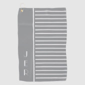 Golf Custom Initials | Treny Gray Modern Stripes Golfhandtuch (Vorderseite)