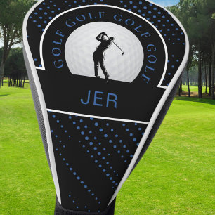 Golf Custom Male Golfer Silhouette Black Blue Headcover