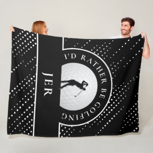 Golf Custom Male Golfer Silhouette Schwarz & Weiß Fleecedecke