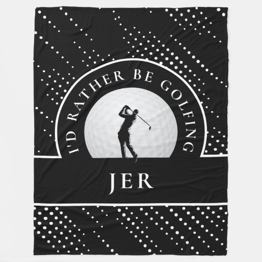 Golf Custom Male Golfer Silhouette Schwarz & Weiß Fleecedecke (Vorderseite)