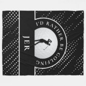 Golf Custom Male Golfer Silhouette Schwarz & Weiß Fleecedecke (Vorderseite (Horizontal))