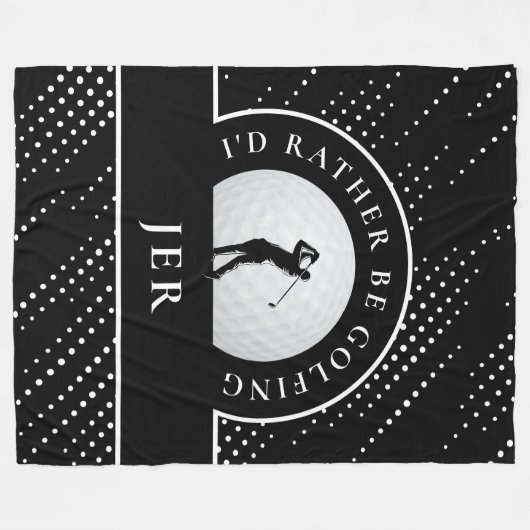 Golf Custom Male Golfer Silhouette Schwarz & Weiß Fleecedecke (Vorderseite (Horizontal))