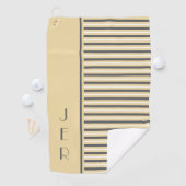 Golf Custom Monogram Initials Yellow Grey Stripe Golfhandtuch (Insitu)